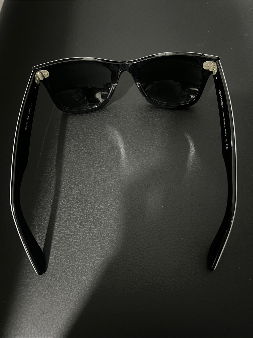 Ray-Ban RB2140 Wayfarers White Frame Sunglasses with Black Lenses - Picture 3 of 6